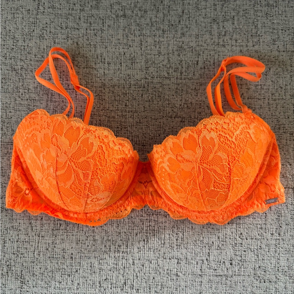 Victoria's Secret PINK Vibrant Orange Lace Bra